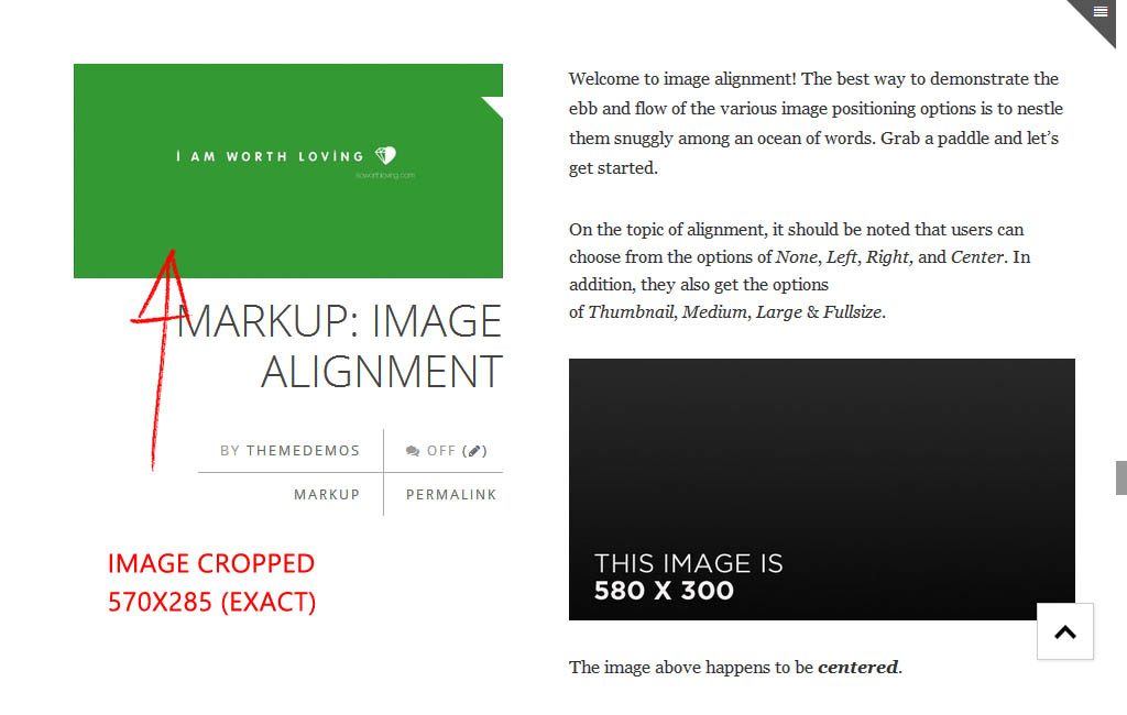 Featured image with crop