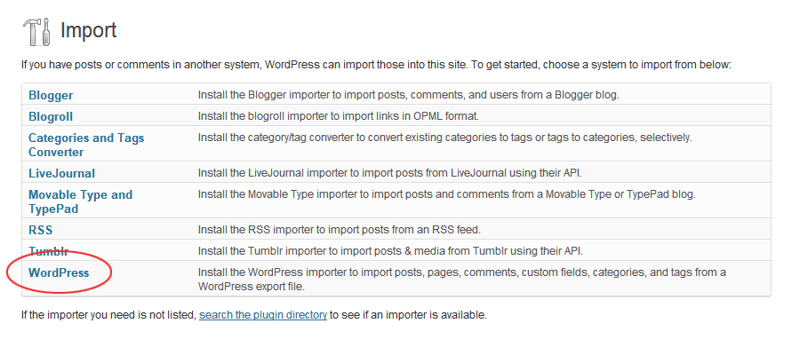 Tools > Import screen