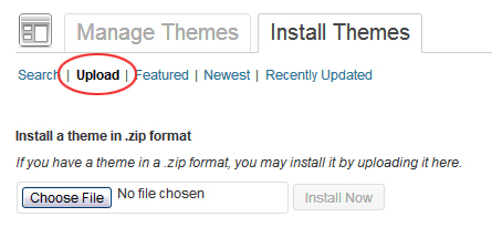 Uploading the blank.zip theme file
