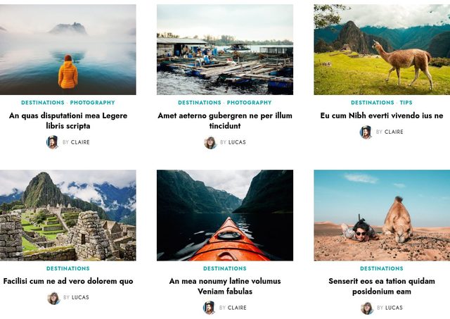Post grid of Travel
